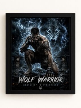 Wolf Warrior Motivational Art Print 8x10 Framed